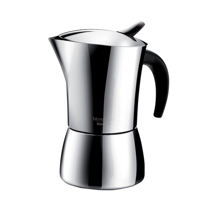 Espressor pentru aragaz, Tescoma Monte Carlo, Otel inoxidabil, 4 cupe, Argintiu