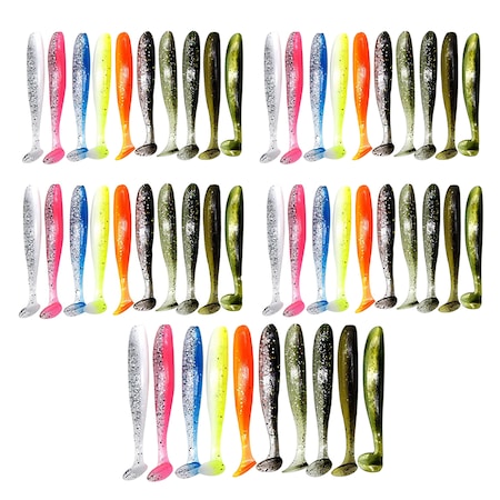 Set 50 naluci pescuit, PVC, Coada in TM, Multicolor