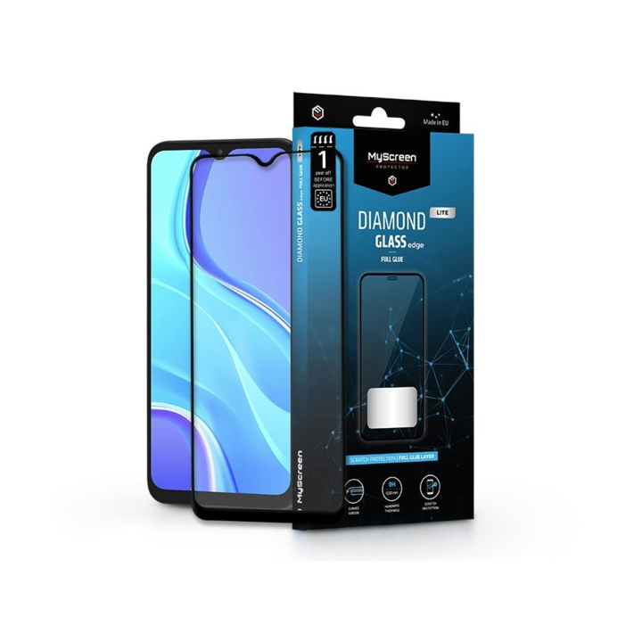 Xiaomi Redmi 9 edzett üveg képernyővédő fólia - MyScreen Protector Diamond GlassLite Edge2.5D Full Glue - fekete