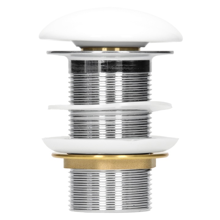 Set scurgere, ML-Design, 41,2 mm, ceramica, otel inoxidabil, alb mat, ideal pentru chiuvetele fara preaplin