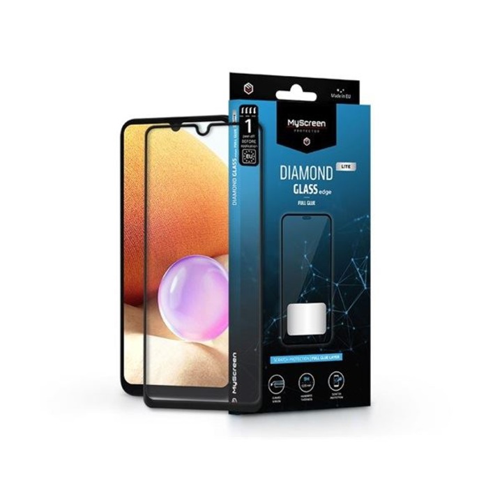 MS Diamond Glass Edge Lite FG Full Glue üvegfólia, Samsung Galaxy A31/A32 4G készülékhez, fekete