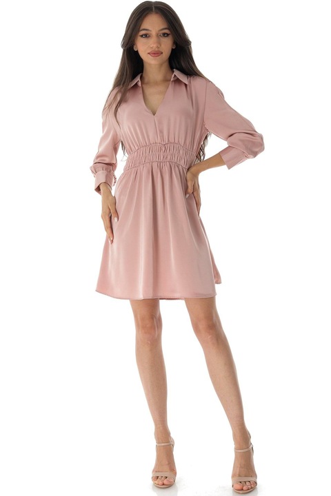 Rochia scurta cu matase Roh DR4467 cu talie elastica