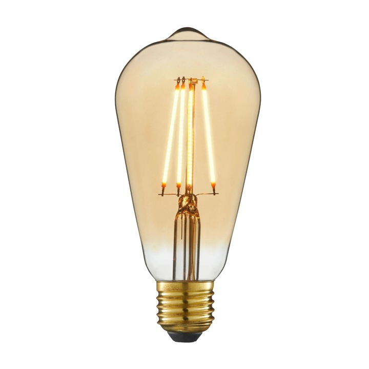 Bec Led Edison Bec LED decorativ, Lexman, E27, alb cald, 2000K, 4.9 W, 470 lm, tip ...
