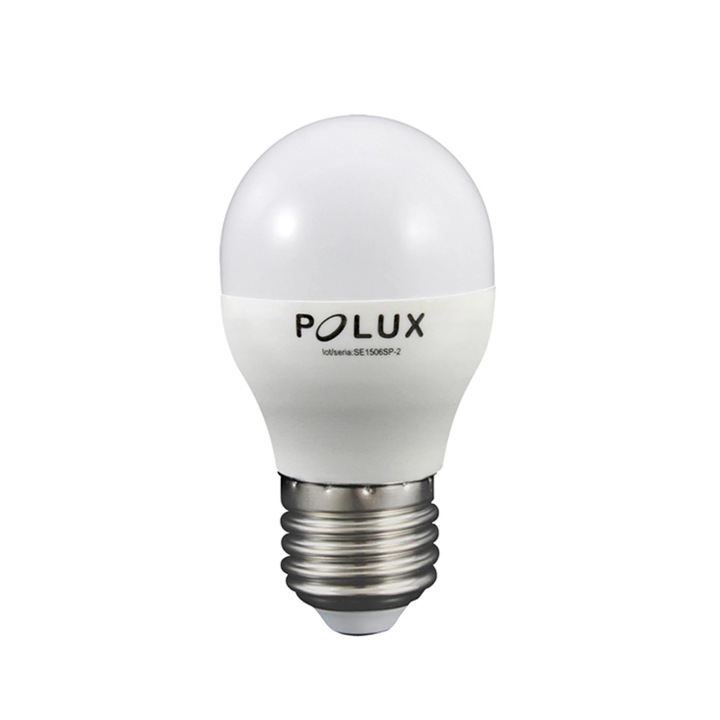 Bec LED Polux, E27, alb neutru, 4000K, 6.3 W, 560 lm, tip bulb, mat