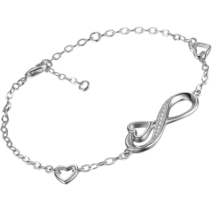 Bratara glezna dama infinit/inima, Mennica Bydgoska, Argint/Pietre zirconiu, Argintiu