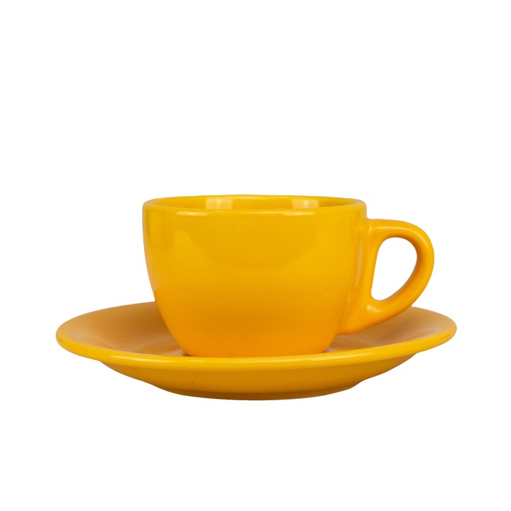 Чаша за кафе с чинийка, Cesiro, 180 мл, жълта