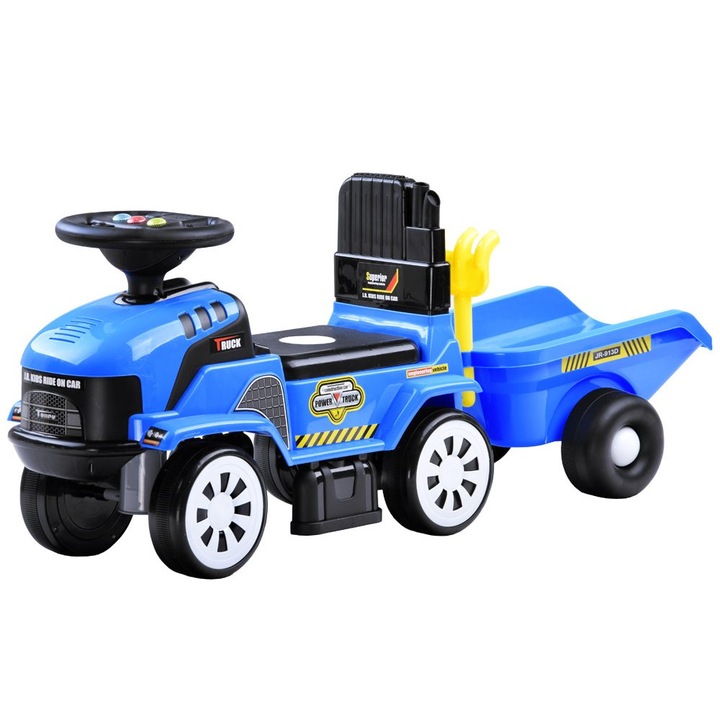 Set Tractor/remorca/lopatica/grebla pentru copii, Jokomisiada, Plastic, Multicolor