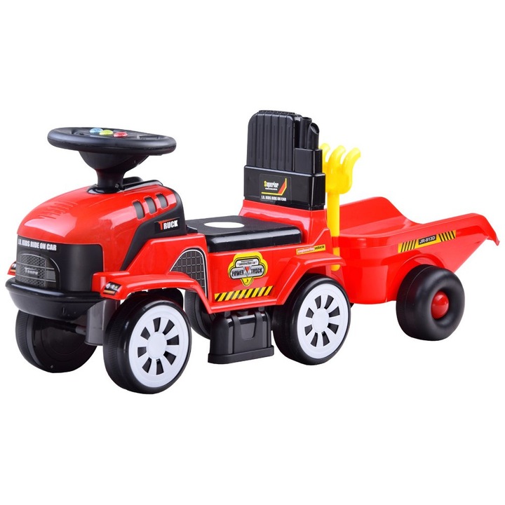 Set Tractor/remorca/lopatica/grebla pentru copii, Jokomisiada, Plastic, Multicolor