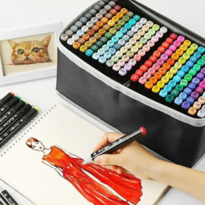 Set markere cu alcool, 168 Bucati, 2 Capete, Multicolor