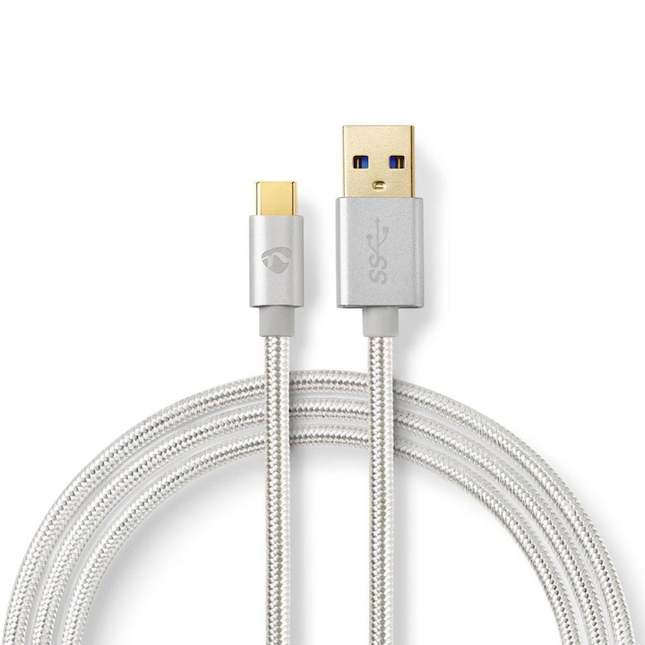 Nedis CCTB61600AL20 USB-C - USB-A töltő- és szinkronkábel 2m ezüst (CCTB61600AL20)