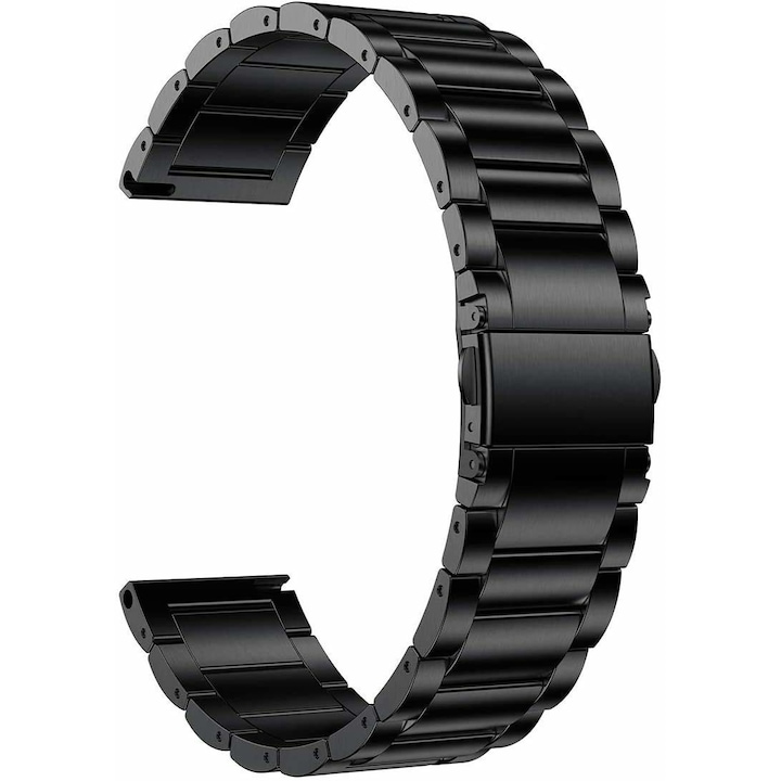 Curea metalica LittleDomi™, compatibila cu Huawei Watch GT 2 (46mm), Samsung Galaxy Watch/Samsung Gear S3, Latimea Curelei 22mm, Negru
