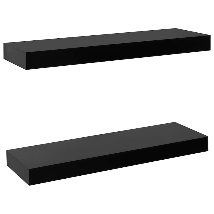 Комплект окачени стенни рафтове vidaXL, 2 бр, черни, 40x20x3,8 см, 2.15 Kg
