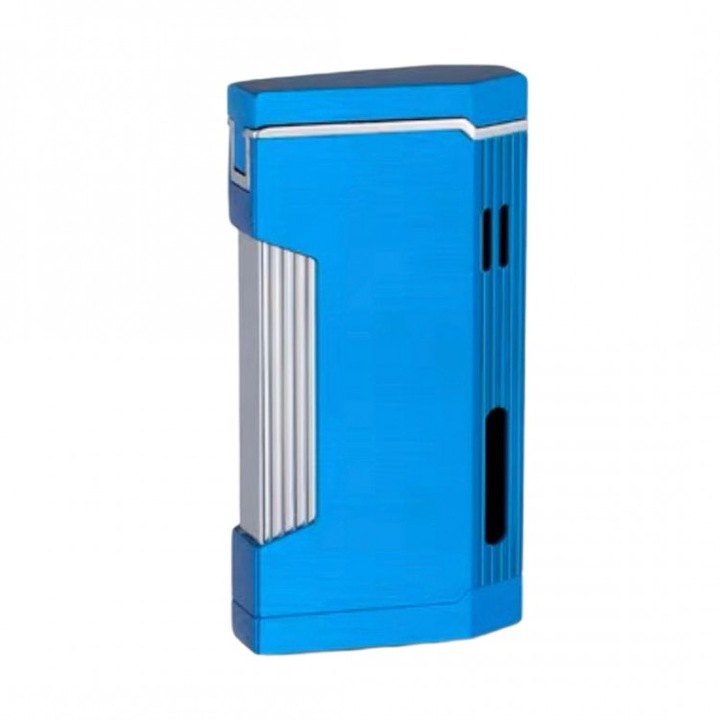 Bricheta cu dublu foc, rezistenta la vant, cu gaz, reglabila, culoare albastru