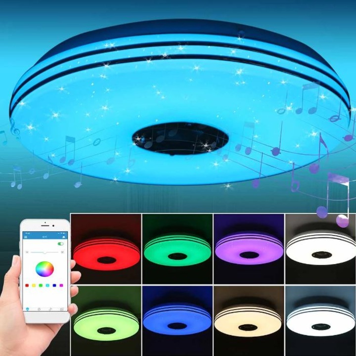 Plafoniera LED SMART 72W RGB White cu Bluetooth Aplicatie si Telecomanda ZenLED