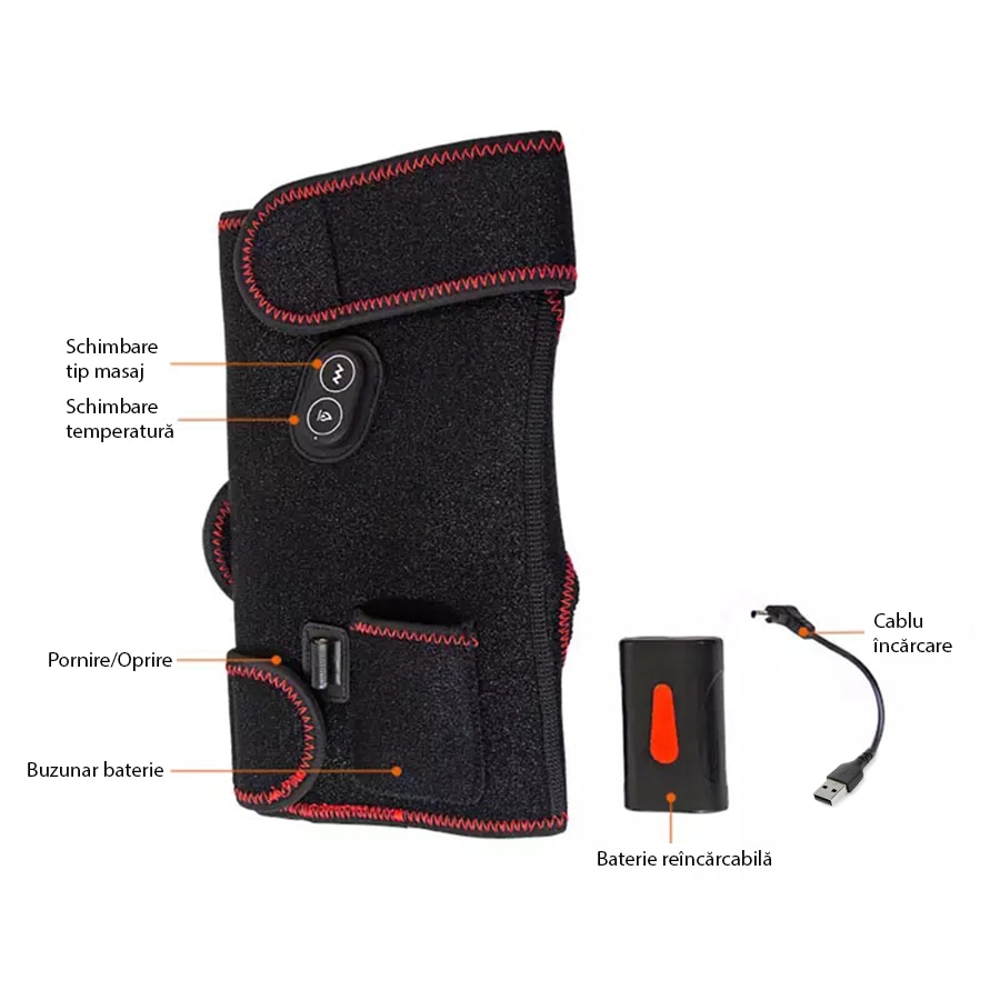 Масажор за колена и крака с 6 нива на вибрация и 3 степени на ...