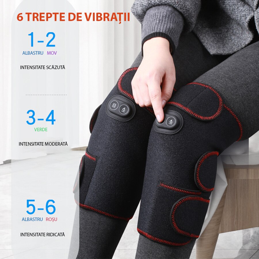 Масажор за колена и крака с 6 нива на вибрация и 3 степени на ...