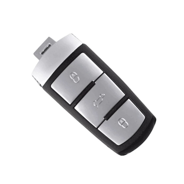 Krómozott távirányítós kulcstartó tok 3 chip gombbal és lemezzel kompatibilis VW Passat B6 B7 CC