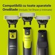 Rezerva PHILIPS OneBlade 360, QP450/50, otel inoxidabil, umed si uscat, kit 5 lame, pentru orice model PHILIPS OneBlade si OneBladePro, Verde