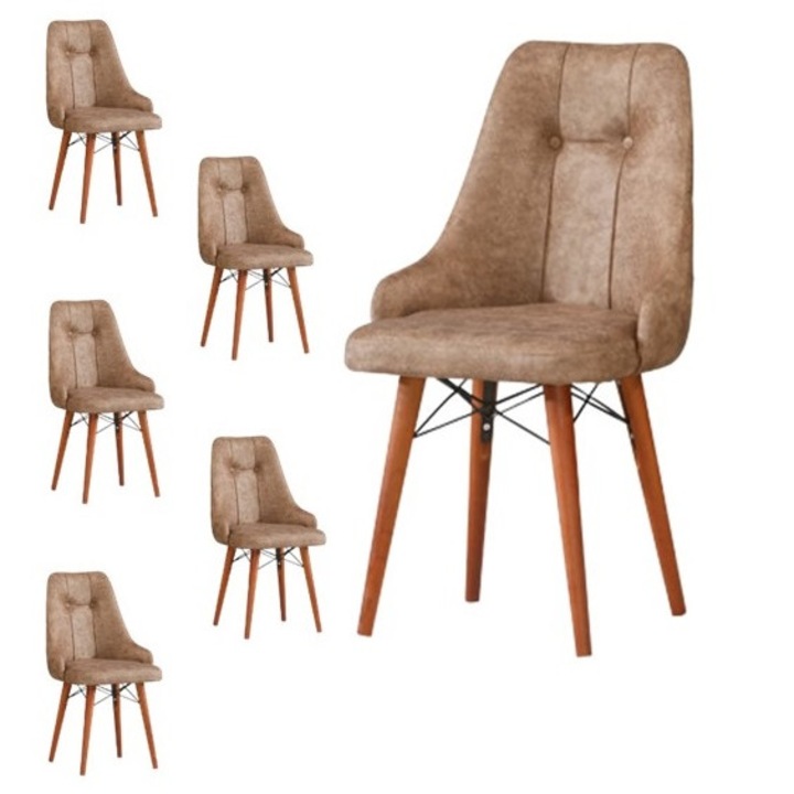 Set Scaune 6 Eros Maro HAMAN, schelet de fag, 93 x 50 x 45