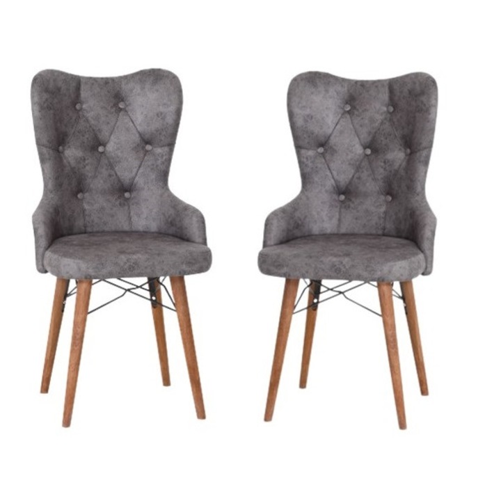 Set Scaune 2 buc Lord 2 IN 1 Gri HAMAN, schelet de fag, 94 x 50 x 45