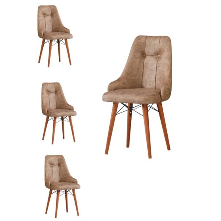 Set Scaune 4 Eros Maro HAMAN, schelet de fag, 93 x 50 x 45