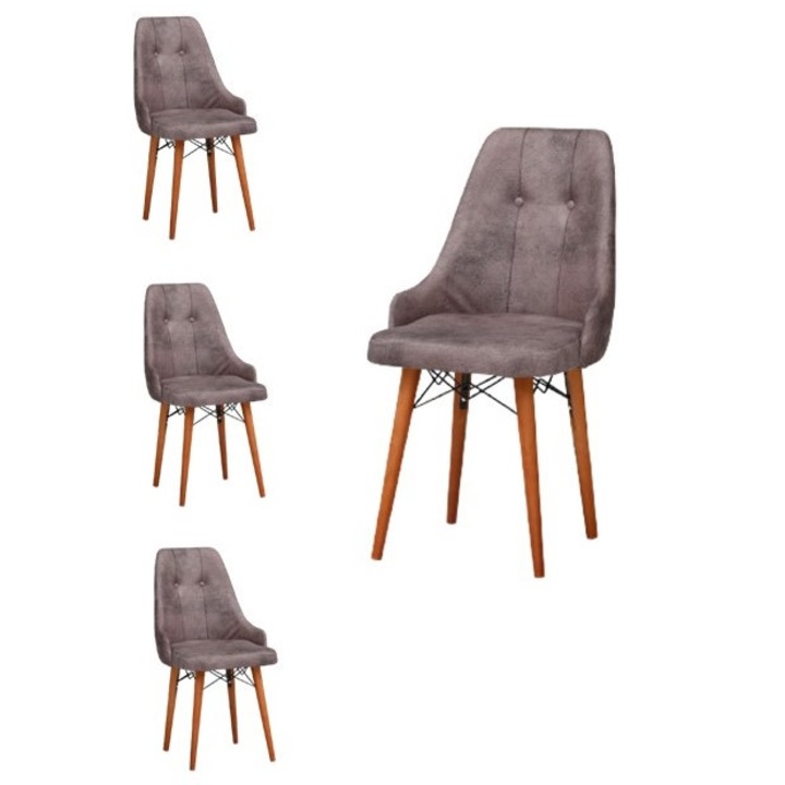 Set Scaune 4 Eros Gri HAMAN, schelet de fag, 93 x 50 x 45