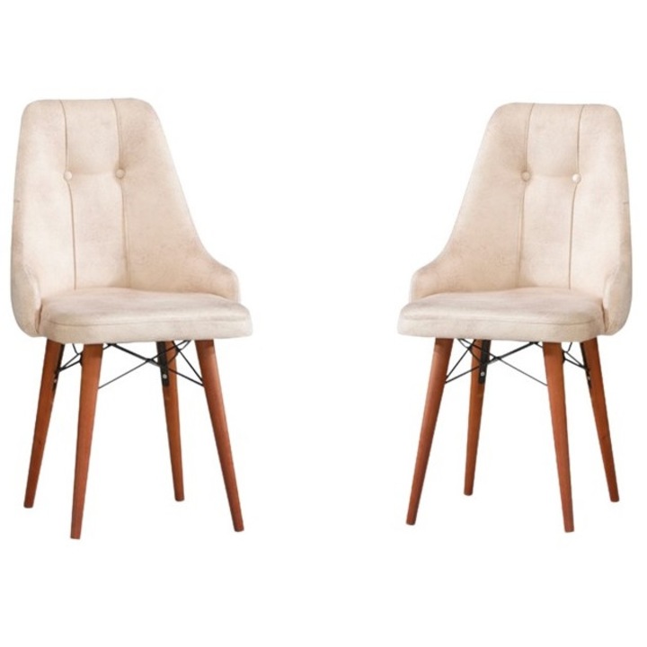 Set Scaune 2 buc Eros 2 IN 1 Crem HAMAN, schelet de fag, 93 x 50 x 45