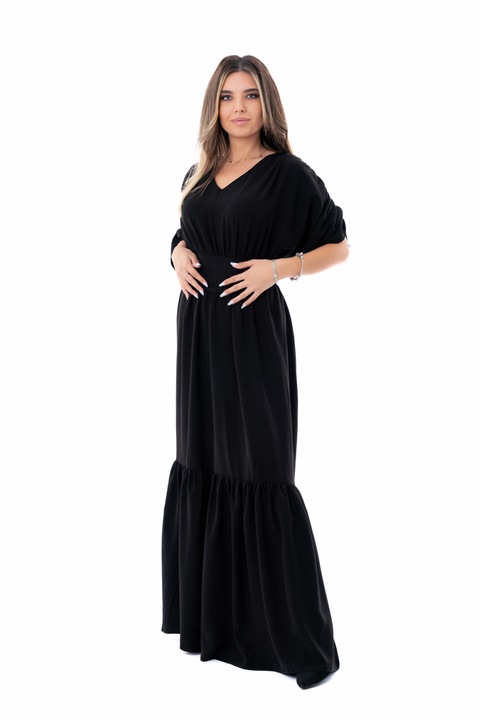 Rochie lunga Varvara, Negru, Crep