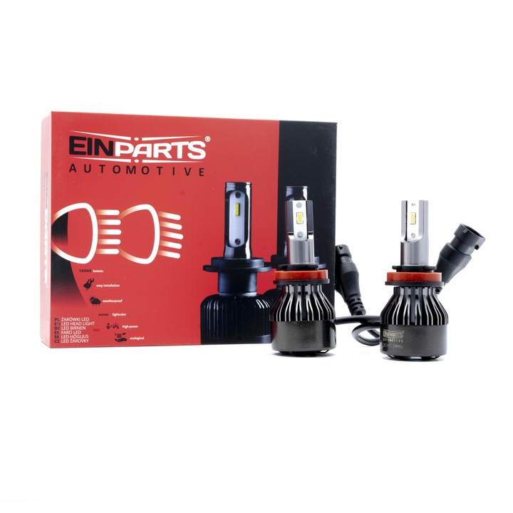 Set 2 Becuri LED H11 EinParts Automotive, 12 / 24V, 6000K, Alb rece