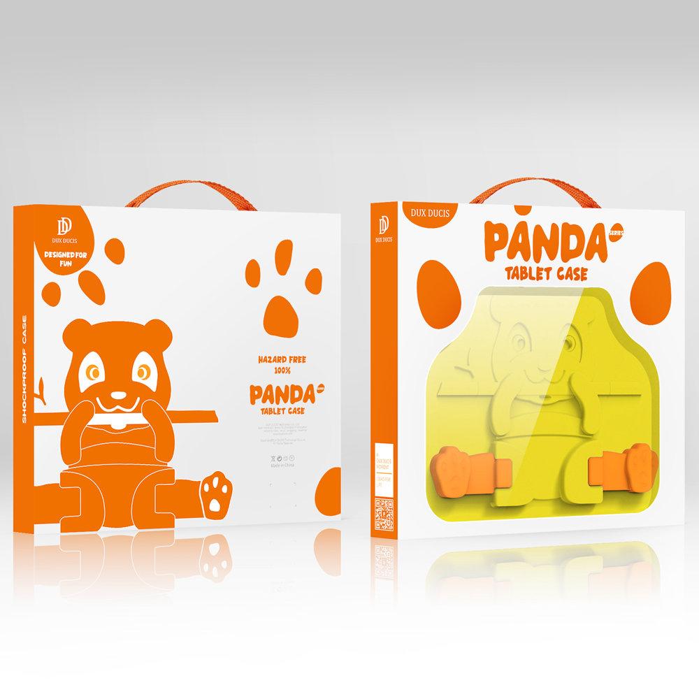 Husa tableta pentru copii, DuxDucis, Compatibila cu Samsung Galaxy Tab A7 10.4", Model panda, Galben