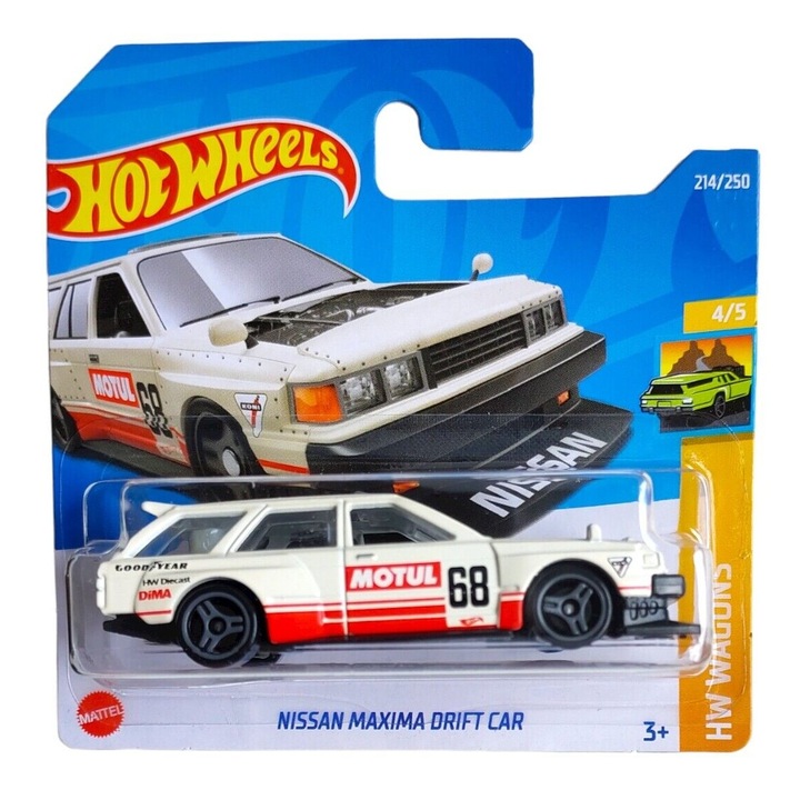 Masinuta Metalica Hot Wheels, Nissan Maxima Drift Car, Alba, 1:64