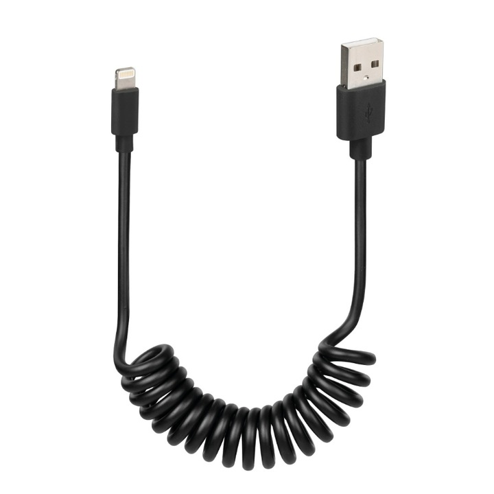 Cablu de incarcare telefon, Lampa, USB-Lightning, 100 cm, Negru