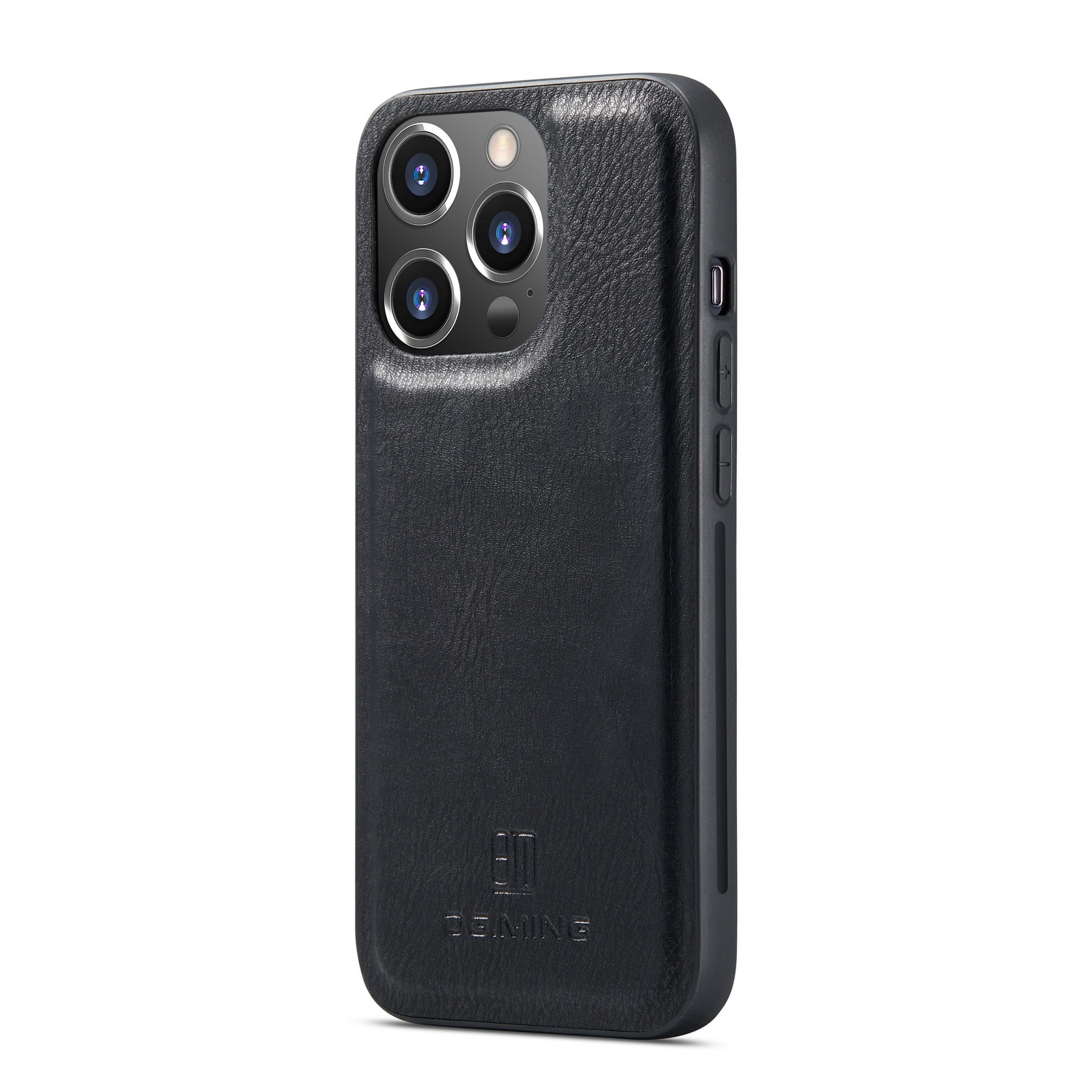 Husa pentru iPhone 14 Pro, CaseMe, piele, 2 in 1, protectie superioara, inchidere cu capsa magnetica, tip portofel, back cover, stand, Negru