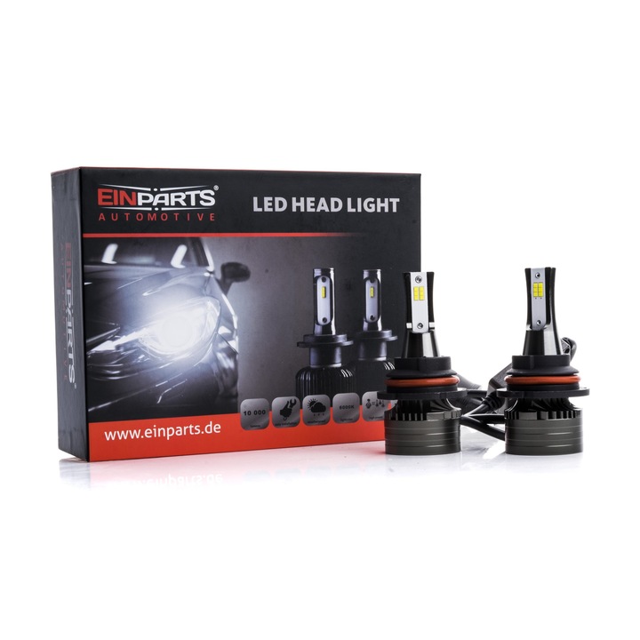 Set 2 becuri LED, EinParts Automotive, HB5, CSP, 6000K, Alb rece