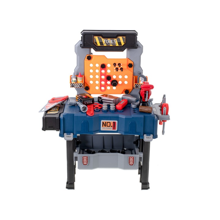 Atelier de tamplar, Cu scule, 65 Bucati, Plastic, Multicolor, 3 ani+