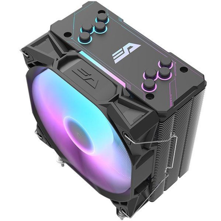 Farkflash S11 Pro CPU Cooler, Active Cooling, ARGB Lighting, Radiator/Fen 120x130 mm, Black