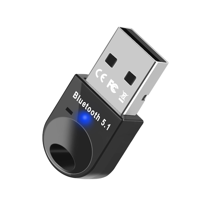 Adaptor, Bluetooth 5.1, USB, Negru