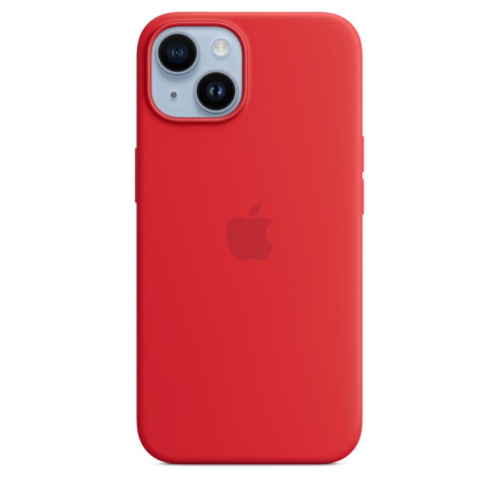 Apple szilikon tok iPhone 14-hez, ütésálló, piros