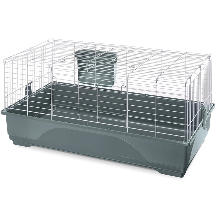 Cusca + hranitor pentru rozatoare, Cavia 100 Easy, Alb/Gri, 100x54.5x45cm