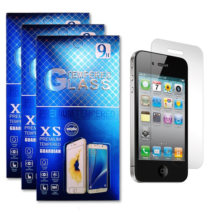 Üvegvédő készlet Eco Series Tempered Glass iPhone 4 / 4S-hez, 9H, 2.5D, 3 darab