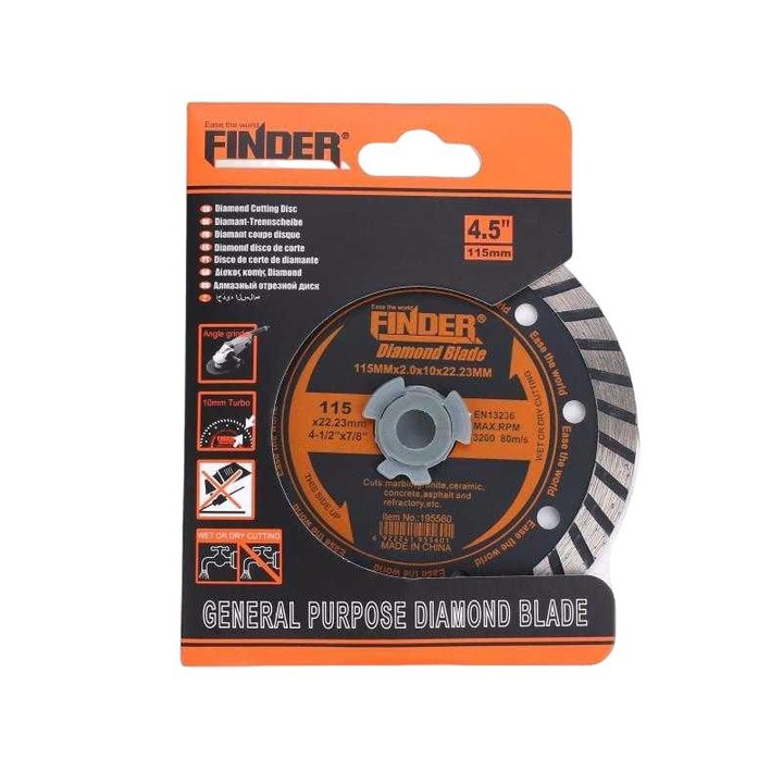 Disc diamantat marmura/granit/asfalt, Finder, 4.5 inch, Multicolor