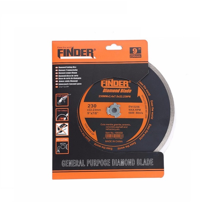 Disc diamantat marmura/granit/asfalt, Finder, 230 mm, Multicolor