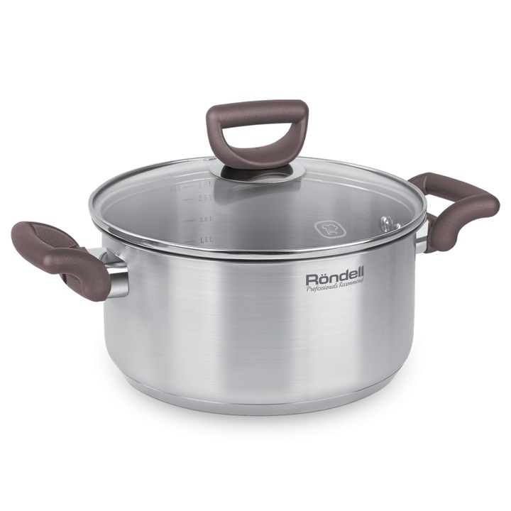 Fazék fedővel RONDELL Fest RD-1322, 20 cm 2,8 l, Rozsdamentes acél szürke