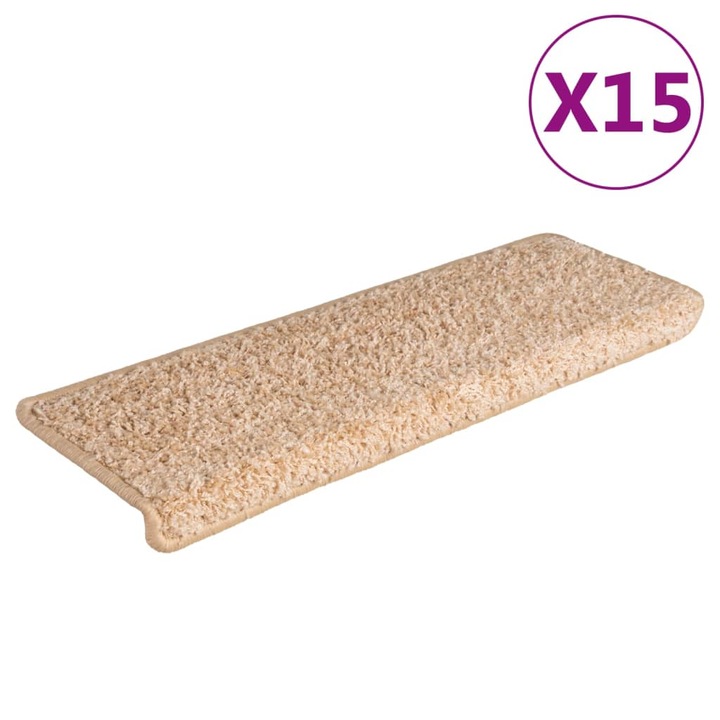 Covorase trepte de scara vidaXL, 15 buc., auriu, 65x21x4 cm 6.75 kg