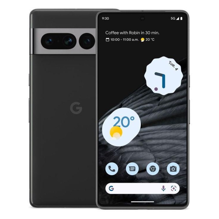 Telefon mobil Google Pixel 7 Pro, 128GB, 12GB RAM, 5G, Obsidian
