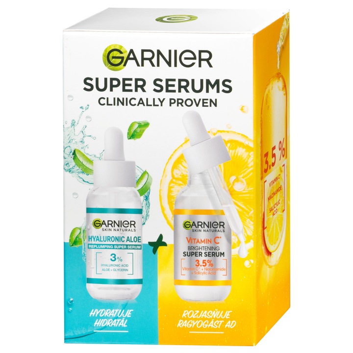 Garnier Skin Naturals Hyaluronic Aloe és C-Vitamin Szérum Duopack, 2x30 ml