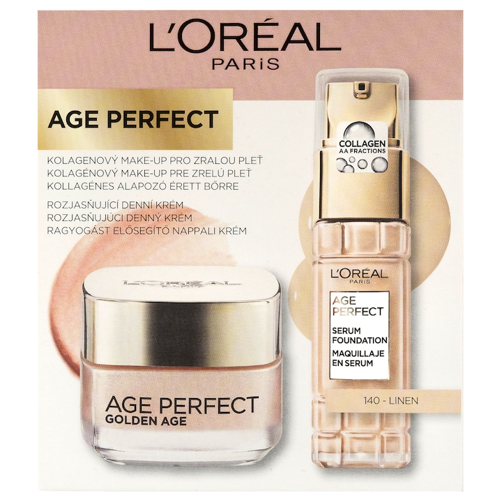 L'Oréal Paris Age Perfect Duopack szett - 140 Linen (Age Perfect Golden Age Nappali arckrém 50 ml + Age Perfect Alapozó 140 Linen)