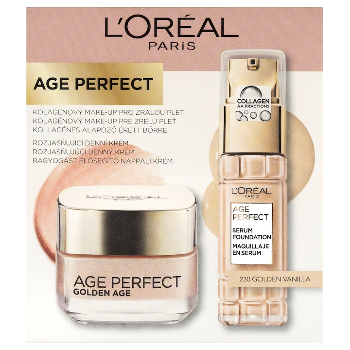L'Oréal Paris Age Perfect Duopack szett - 230 Golden Vanilla (Age Perfect Golden Age Nappali arckrém 50 ml + Age Perfect Alapozó 230 Golden Vanilla)