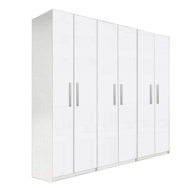 Dulap Lara 6, Alb, H200xL270xA50 cm, PAL de 18 mm