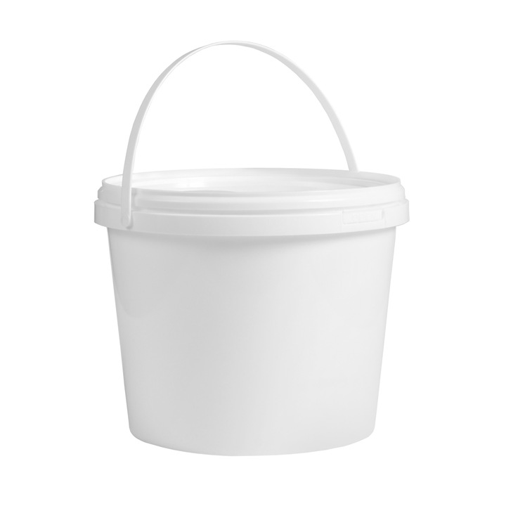 Galetusa plastic 2.5 kg rotunda cu capac sigilabil